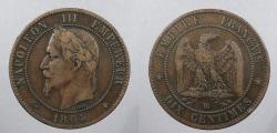 World Coins - FRANCE: 1864-BB 10 Centimes
