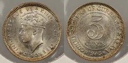 World Coins - MALAYA: 1945 George VI 5 Cents