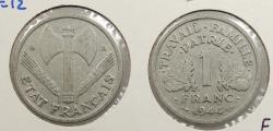 World Coins - FRANCE: 1944-B Franc