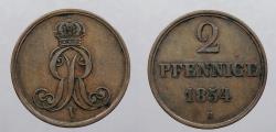 World Coins - GERMAN STATES: Hannover 1854-B 2 Pfenninge