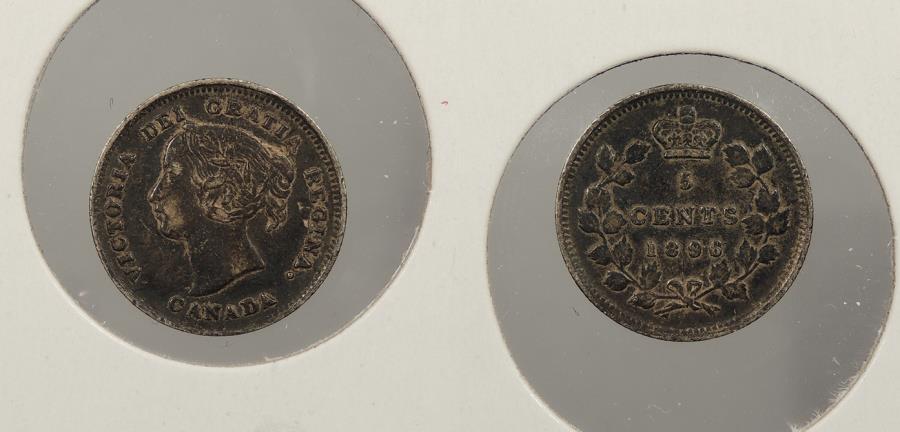 World Coins - CANADA: 1896 Victoria 5 Cents