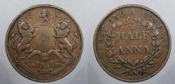 World Coins - INDIA: British Colonial 1835 (b) 30.5 mm 1/2 Anna