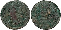 World Coins - IRELAND Civil War Coinage James II 1690 April Gunmoney Halfcrown AU