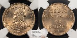 World Coins - PANAMA 1907 1/2 Centesimo NGC MS-64