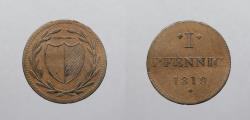 World Coins - GERMAN STATES: Frankfurt 1819 Juden Pfennig Pfennig