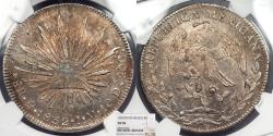 World Coins - MEXICO Republic 1832-Mo JM 8 Reales NGC AU-58