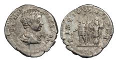 Ancient Coins - Geta, as Caesar 198-209 A.D. Denarius Rome Mint VF