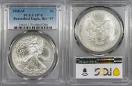 Us Coins - 2008-W Burnished Silver Eagle 1 Dollar (Silver) Reverse of 2007 PCGS SP-70