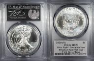 Us Coins - 2020-(S) Silver Eagle; Emergency Issue 1 Dollar (Silver) FDOI; AIP Master Designer; Cleveland Signature PCGS MS-70