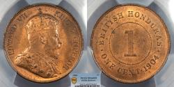 World Coins - BRITISH HONDURAS Edward VII 1904 Cent PCGS MS-64 RB