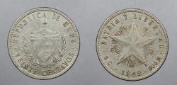 World Coins - CUBA: 1948 20 Centavos