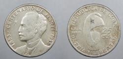 World Coins - CUBA: 1953 25 Centavos