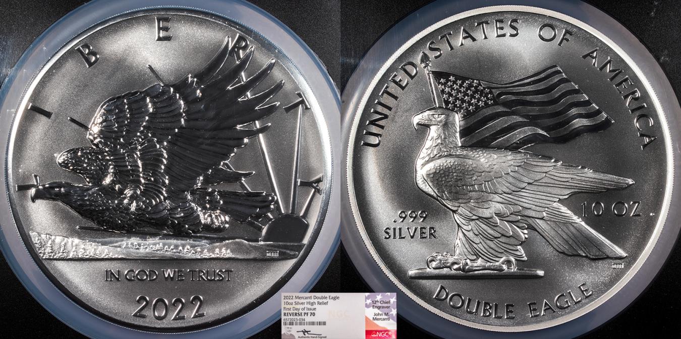 【GWセール・新品・激レア・最終値段】 AE1 ブラック/シルバー Sunshine Minting 2022 AR Reverse Proof Mercanti Double Eagle 10 oz
