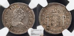 World Coins - MEXICO Spanish Colonial Carlos (Charles) III 1786-Mo FM 1/2 Real NGC EF-40