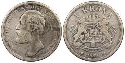 World Coins - SWEDEN Oscar II 1889 Krona Fine