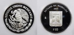World Coins - MEXICO: 2004-Mo 180th Anniversary of Federation - Morelos 10 Pesos (1 Ounce .999 Fine) Proof