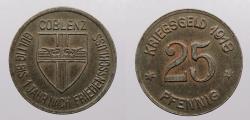 World Coins - GERMANY: 1918 Coblenz; Notgeld 25 Pfennig