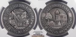 Us Coins - East Longmeadow, MA 1994 East Longmeadow 100th Anv. 37mm Medal NGC MS-69