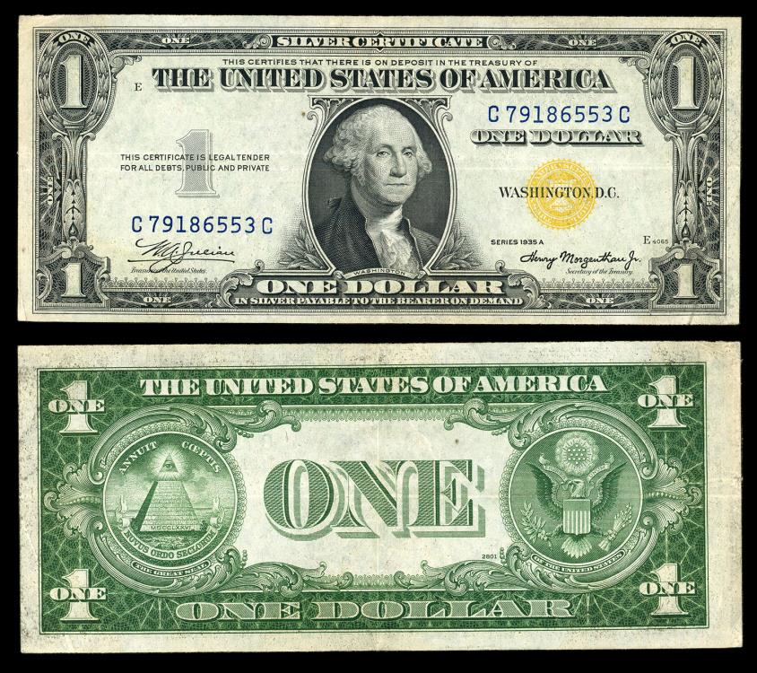 Silver Certificate; Yellow Seal 1935-A Dollar VF/EF | US Paper Money