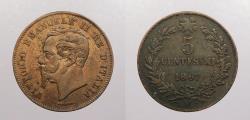 World Coins - ITALY: 1867-M 5 Centesimi