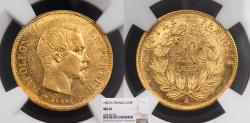 World Coins - FRANCE Napoleon III as Emperor 1857-A 10 Francs NGC MS-61