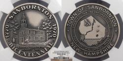 Us Coins - Sanbornton, NH 1970 AR Sanbornton Bi-Centennial Sterling 35mm Medal NGC MS-68
