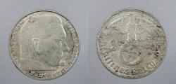 World Coins - GERMANY: Third Reich 1938-D Hindenburg 2 Reichsmark
