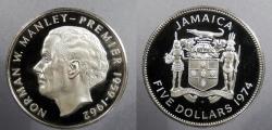 World Coins - JAMAICA: 1974-FM 5 Dollars Proof