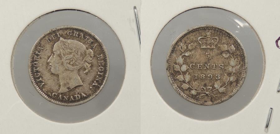 World Coins - CANADA: 1893 5 Cents