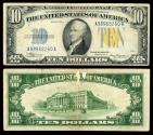 Us Coins - Silver Certificate; Yellow Seal 1934 A 10 Dollars VF