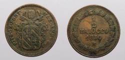 World Coins - ITALIAN STATES: Papal States 1850-R V 1/2 Baiocco