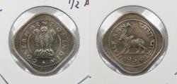 World Coins - INDIA: 1954(b) 1/2 Anna