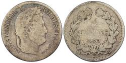 World Coins - FRANCE Louis Philippe I 1837-BB 1/2 Franc Fair