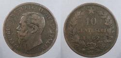 World Coins - ITALY: 1862-M 10 Centesimi