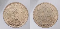 World Coins - GUERNSEY: 1902-H 8 Doubles
