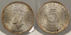 World Coins - MALAYA: 1945 George VI 5 Cents