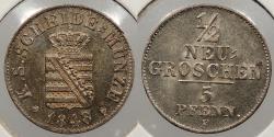 World Coins - GERMAN STATES Saxony (Sachsen) 1848-F 1/2 Neu-Groschen