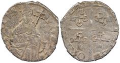 World Coins - ITALIAN STATES Papal States Pope Pius V and Charles of Bourbon 1566-1572 1/2 Grosso (Pieron) VF