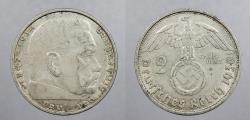 World Coins - GERMANY: Third Reich 1938-B Hindenburg 2 Mark