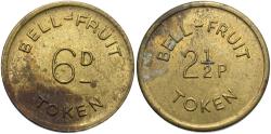 World Coins - JAMAICA Bell Fruit Company 6 Pence token