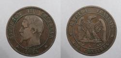 World Coins - FRANCE: 1855-K Anchor 10 Centimes