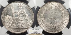 World Coins - FRENCH INDO-CHINA 1936 50 Cents NGC MS-62