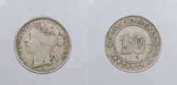 World Coins - STRAITS SETTLEMENTS: 1890-H Victoria 10 Cents