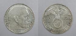 World Coins - GERMANY: Third Reich 1939-A Hindenburg 2 Reichsmark