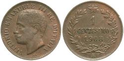 World Coins - ITALY 1908-R 1 Centesimo