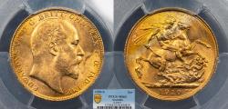 World Coins - AUSTRALIA Edward VII 1910-S Sovereign PCGS MS-63