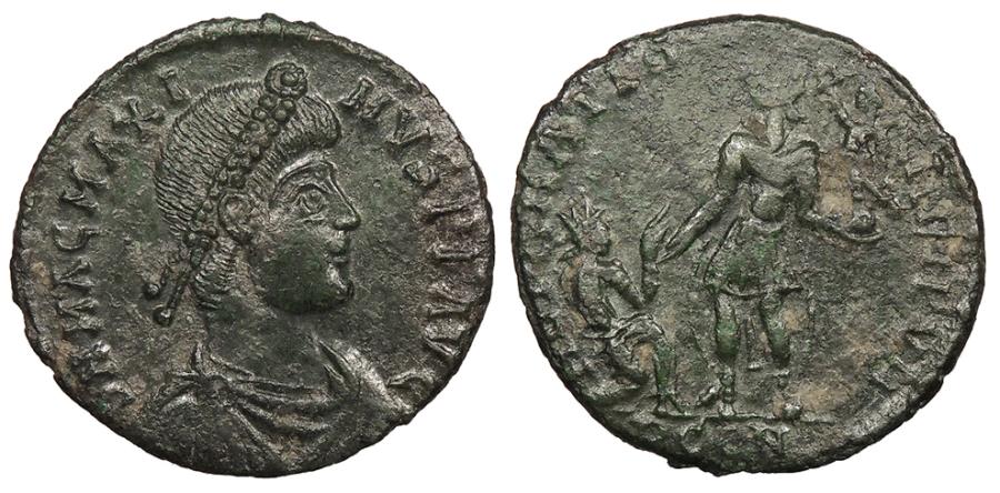 Ancient Coins - Magnus Maximus 383-388 A.D. AE2 Arelate Mint EF