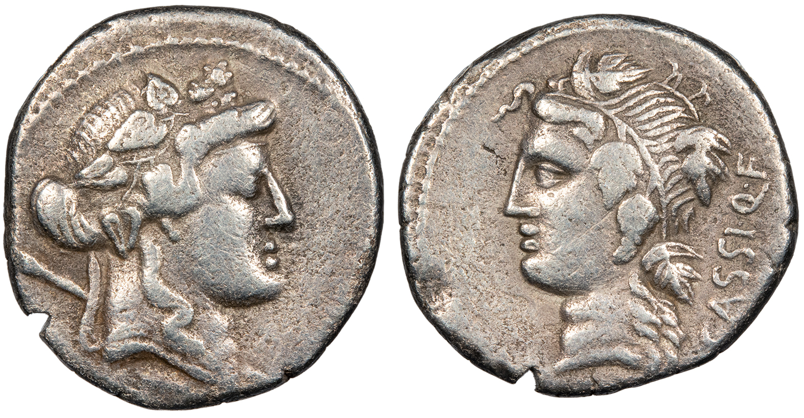 L. Cassius Q.f. Longinus 78 B.C. Denarius Rome Mint Near VF | Roman ...