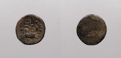 World Coins - CAMBODIA: ND (1847) 'Chi' above Hamza bird, w/ 'dot' 2 Pe (1/2 Fuang)