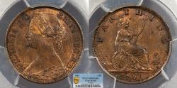 World Coins - GREAT BRITAIN Victoria 1861 Farthing PCGS MS-62 BN